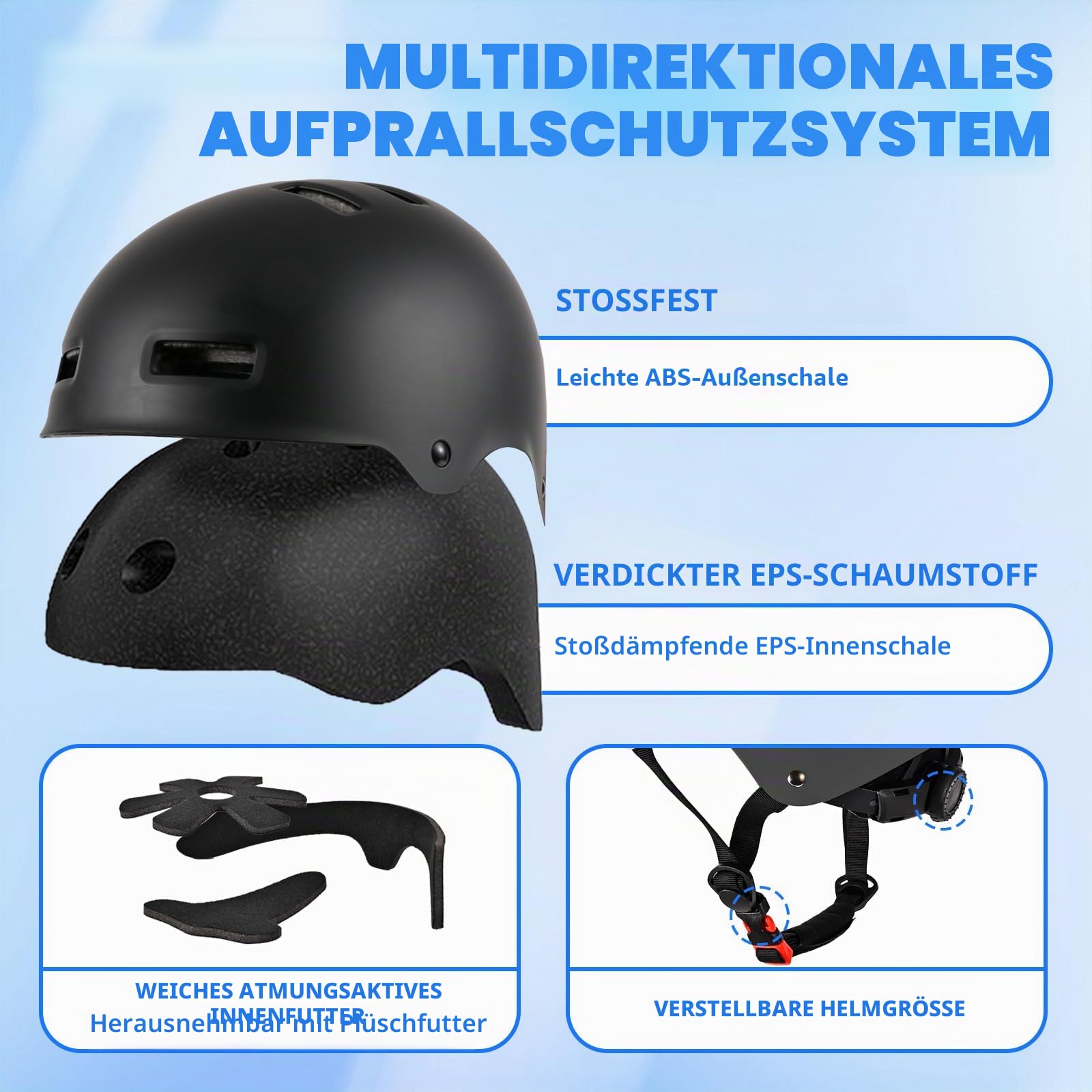 Verstellbarer Fahrradhelm Skaterhelm für Mädchen Jungen Kinder Jugend Erwachsene, Kinder Schutzhelme für Multi-Sportarten Fahrrad Skateboard Skaten