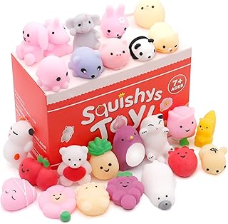 SEKEAHU Mochi Squishys Toys, 25pcs Kawaii Squishy Loot Bag Fillers Stocking Stuffers Gifts, Christmas Party Favors for Kids Teens Adults Boys Girls for Birthday Party Favors for Kids 4-8 8-12