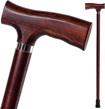 Elegant Wood Walking Stick for Men and Women - Ergonomic Handle Derby Cane - 36 Inches