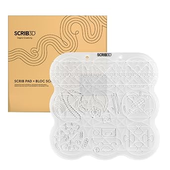 SCRIB3D Silicone 3D Pen Mat Two-Sided Flexible Heat-Resistant Drawing Pad with Shapes & Patterns Stencil Practice Board for Beginners & Makers Designed to Work with All SCRIB3D Pens