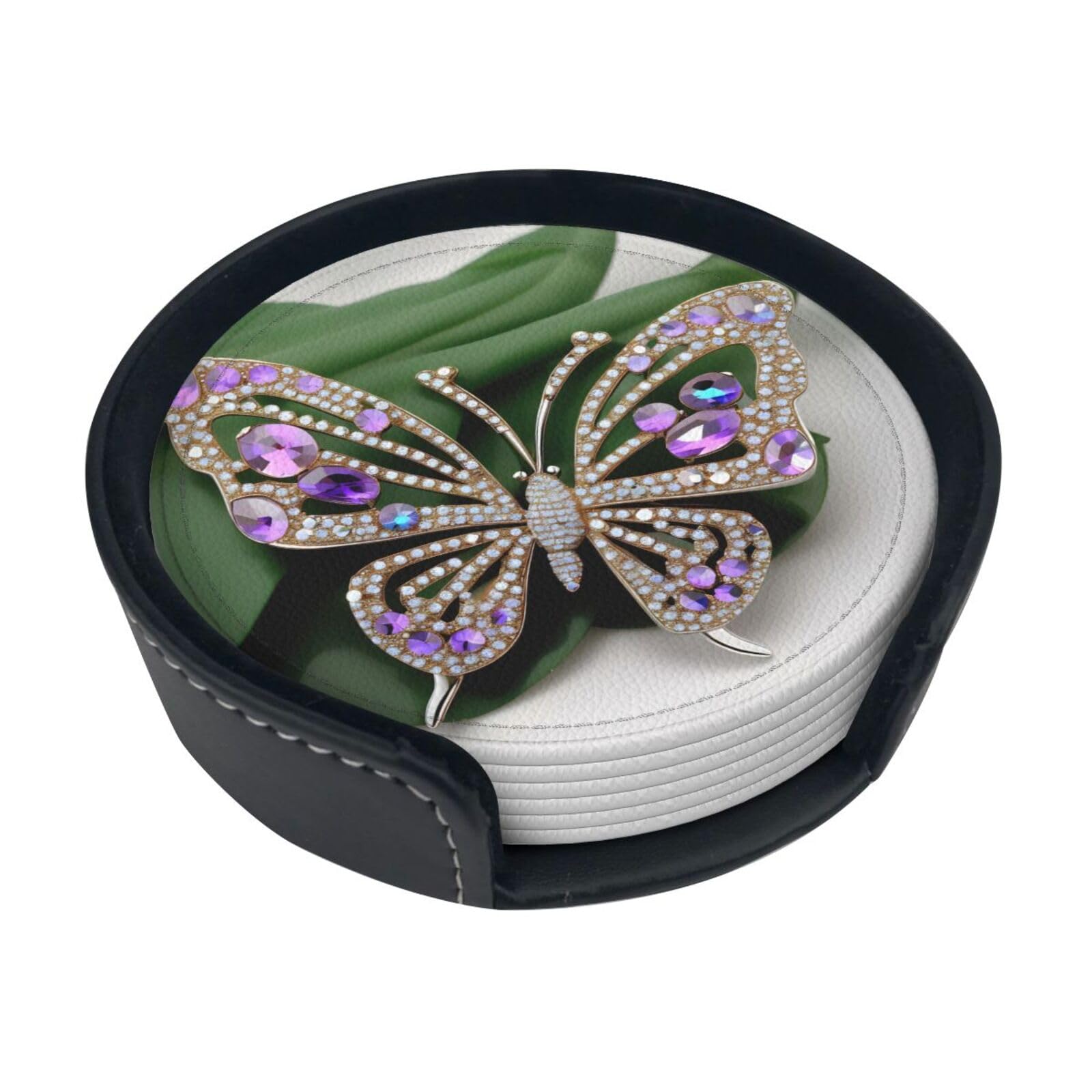 Dessous de verre papillon en strass lot de 6 pièces en polyuréthane
