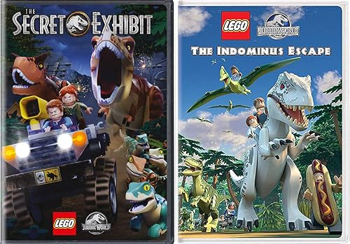 T-Rex Dino Exhibit Lego Adventures Jurassic World Indominus Escape + Secret Jurassic World Exhibit DVD Animated Movie Bonus Short Films Dinosaurs!