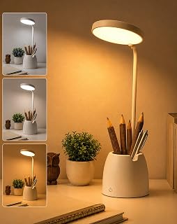 BKK Rechargeable LED Study Table Lamp with Touch Sensor 6 Month Warranty 3 Color Modes & Stepless Dimming, Portable USB Desk Light for Study, Reading & Bedside