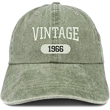 Trendy Apparel Shop Vintage 1966 Embroidered 60th Birthday Soft Crown Washed Cotton Cap