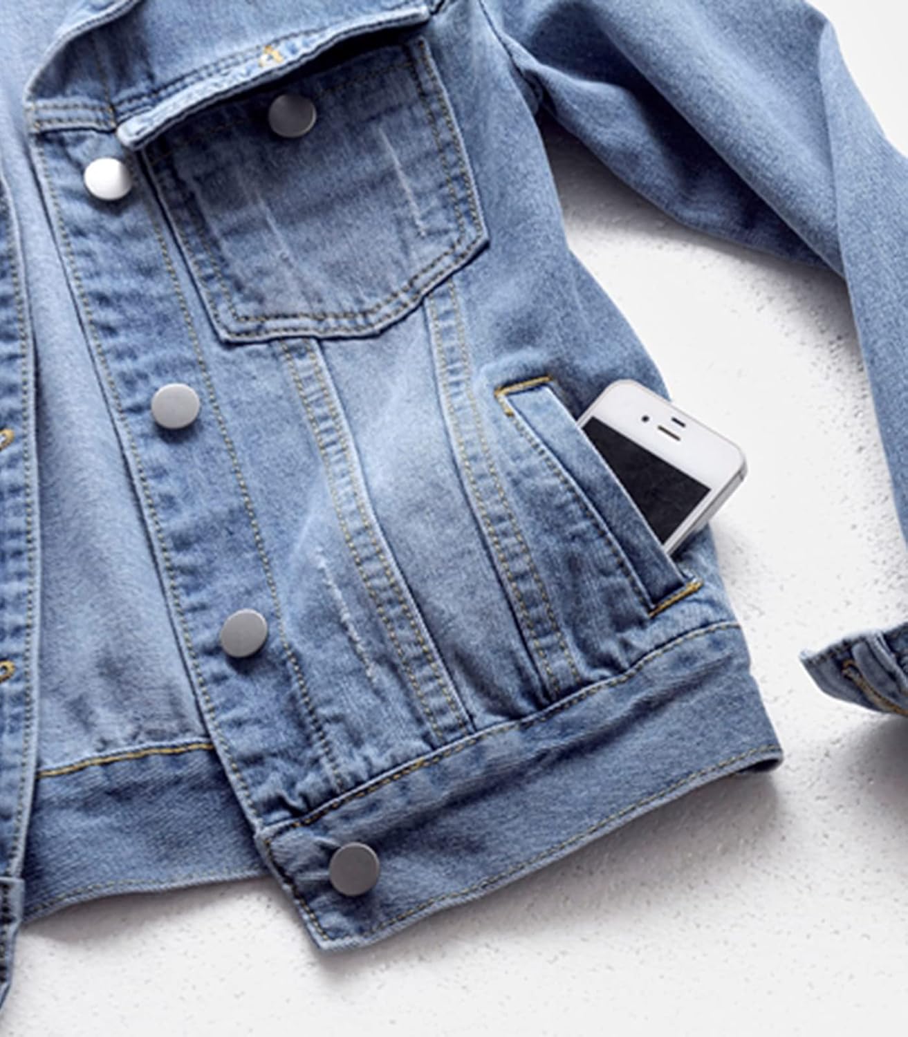 Ladyful Women's Bride Casual Jean Jacket Distressed Ripped Denim Jacket Coat with Pockets - Image 6