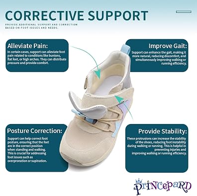 princepard Kids Orthopedic Shoes with Ankle and Arch Support,Breathable and Supportive Sneakers