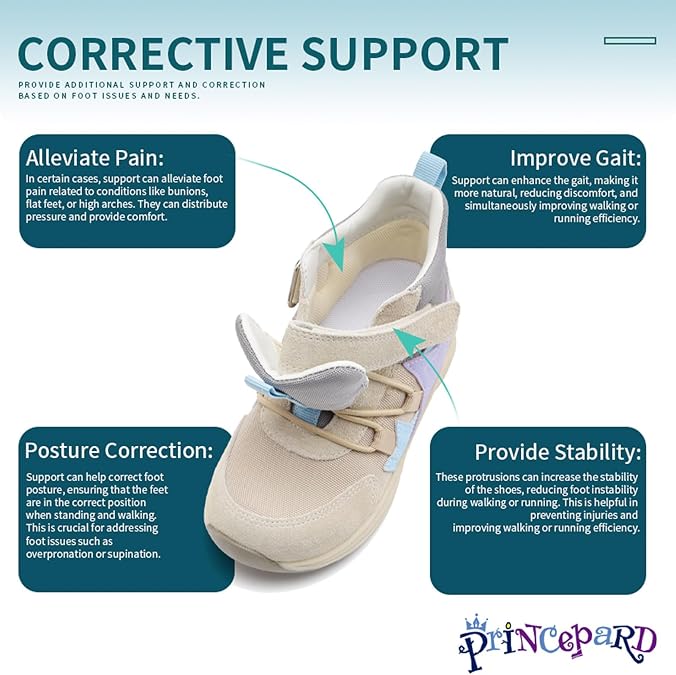 princepard Kids Orthopedic Shoes with Ankle and Arch Support,Breathable and Supportive Sneakers