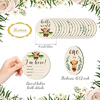 Vista 3 de Tiamon 16 tarjetas mensuales de madera para bebé, discos de marcador de hitos mensuales, círculos de madera de doble cara, letreros de meses