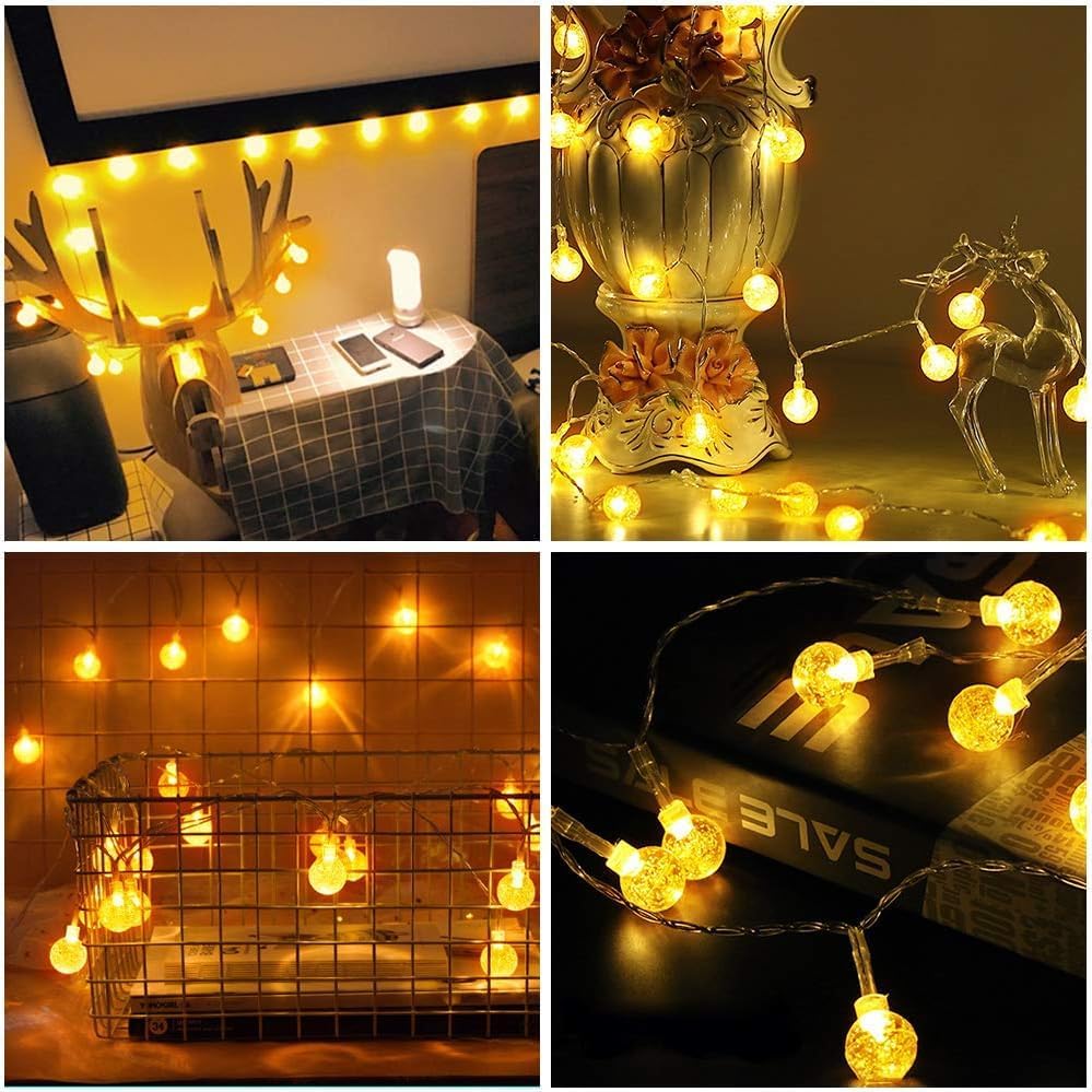 Image of MoonlitDreams 12M 36LED Crystal Ball String Lights - Decorative Waterproof Fairy Lights for Indoor /Outdoor, Garden, Diwali, Christmas, Wedding, Party & Festival Decoration