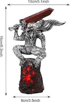 Anime Guts Berserk Figure Statue, Sword Masterpiece, Dynamic Devil Swordsman, Unique Anime Statue for Indoor, Outdoor, Home, Office Decoration