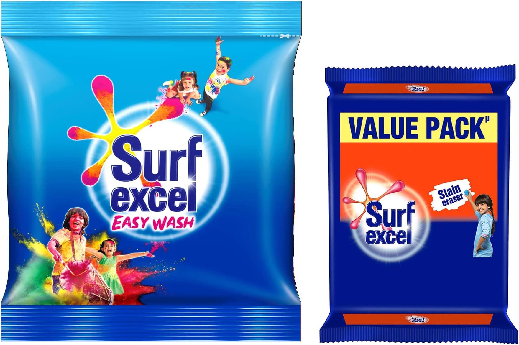 Surf Excel Easy Wash Detergent Powder, 5 Kg & Surf Excel Detergent Bar, Laundry Detergent Bar For Clothes, Removes Tough Stains, New long lasting fragrance, 4x200 g