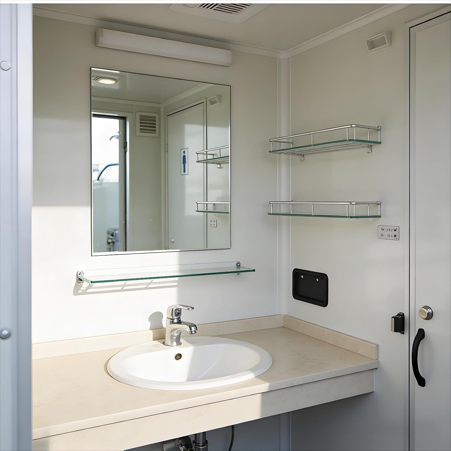 Portable Restroom Portable Toilet Porta Potty, Commercial Multi Stall Flushing Mobile Restroom with Sink, Towable Restroom Trailer for Construction Jobsite Outdoor Events Wedding Public Use