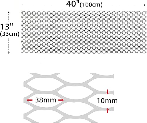 Miniatura 159 de AggAuto Malla universal para parrilla de automóvil de 40 x 13 pulgadas, de acero inoxidable revestido de cloruro de polivinilo, rejilla