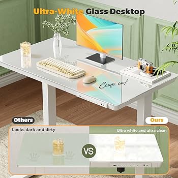 Amazon.com: JYLH JOYSEEKER Glass Small Standing Desk with Drawer