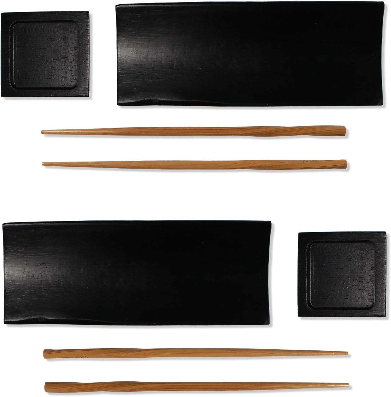 Juego de 6 Platos de Sushi de Bambú Negro BambooMN