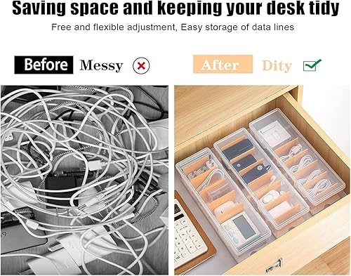 Miniatura 3 de Paquete de 2 organizadores de cables con 16 bridas para cables, organizador de almacenamiento de cables de carga, organizador de cables de