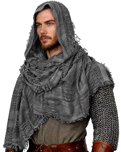 L'VOW Men Post Apocalyptic Wrap Scarf Rogue Cowl Medieval Hooded
