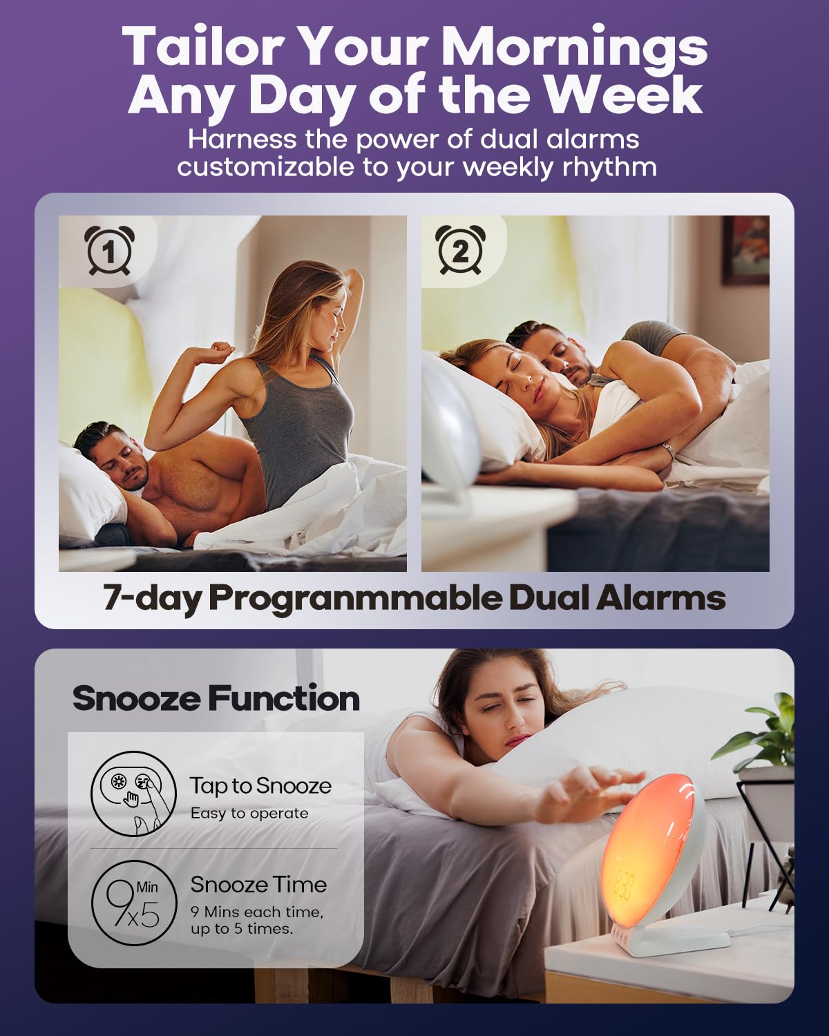 Dual Alarms and Snooze Function