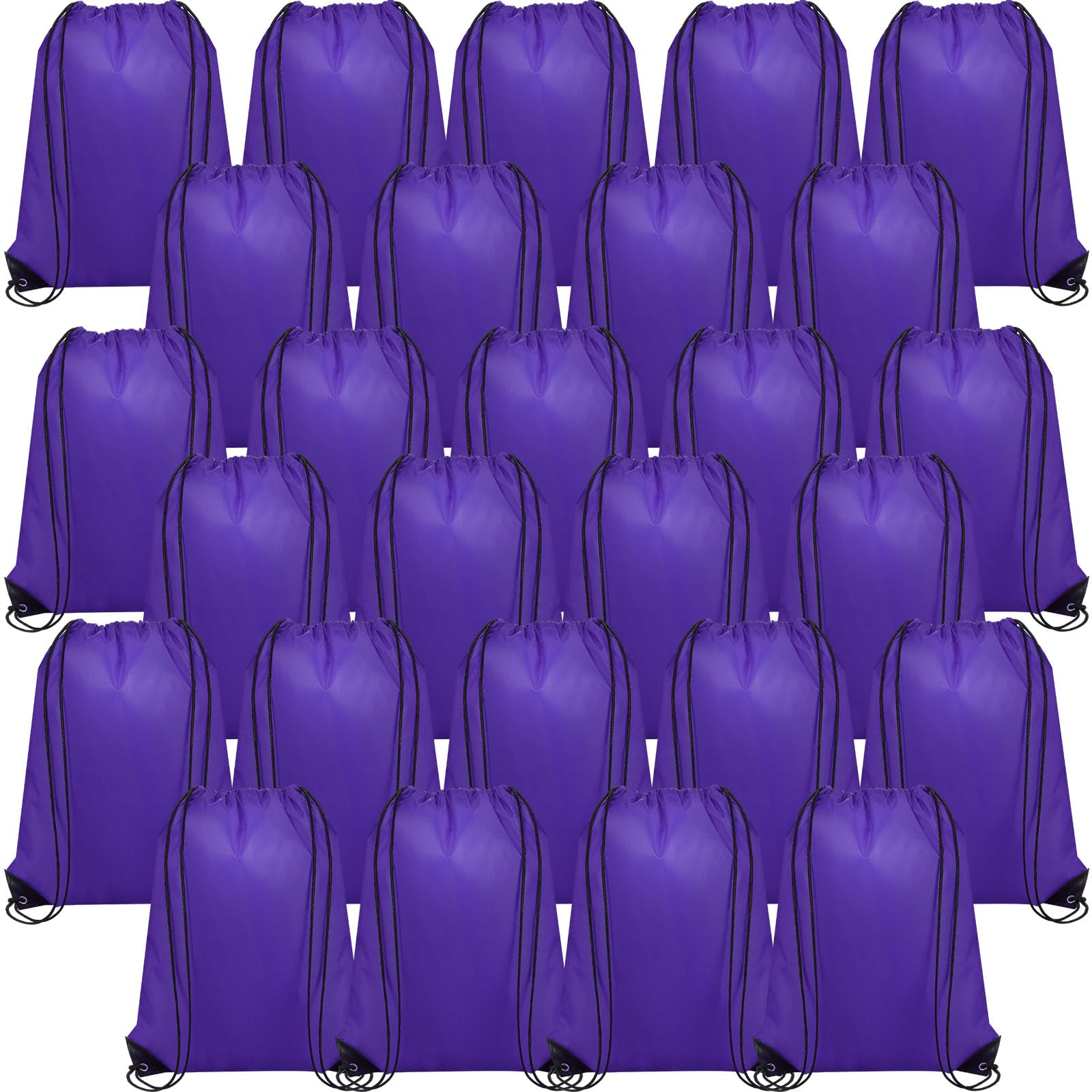 Silkfly 100 Pieces Drawstring Backpack Bags Bulk Portable Blank Cinch Storage Bags for Sports, School, DIY Gifts, Homeless, Social Assistance(Purple)