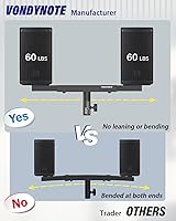 Vista 4 de Barra de montaje de altavoz dual con horquilla de montaje, soporte de poste de altavoz de ancho ajustable, individual