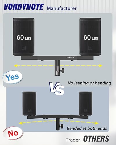 Miniatura 4 de Barra de montaje de altavoz dual con horquilla de montaje, soporte de poste de altavoz de ancho ajustable, individual
