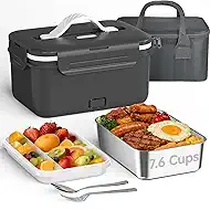 Vabaso Cordless Electric Lunch Box with 8000mAh Battery, 1.8L/7.6-Cup Heated Lunch Box for Adults, Portable Self-Heating Food Warmer for Office Outdoor Work