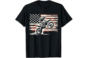 Vintage Dirt Bike American Flag Motocross T-Shirt