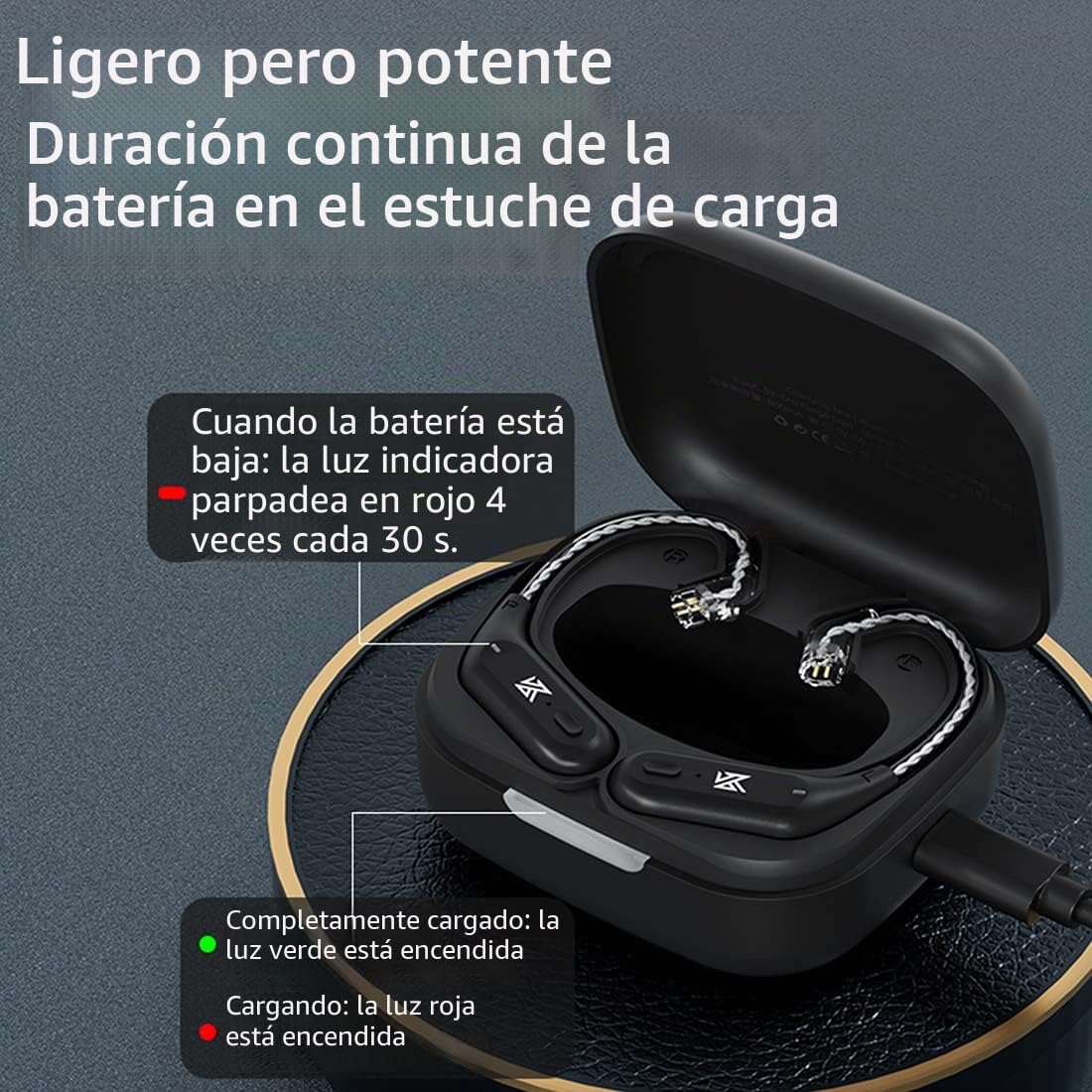 CCA KZ AZ09 Módulo Bluetooth 5.2 IEM Adaptador Bluetooth inalámbrico impermeable gancho para la oreja Cable Bluetooth de larga duración para KZ ZS10 PRO/ZS10 PRO X/ZSN Pro X/ZSN PRO/AS16 PRO/Zax,