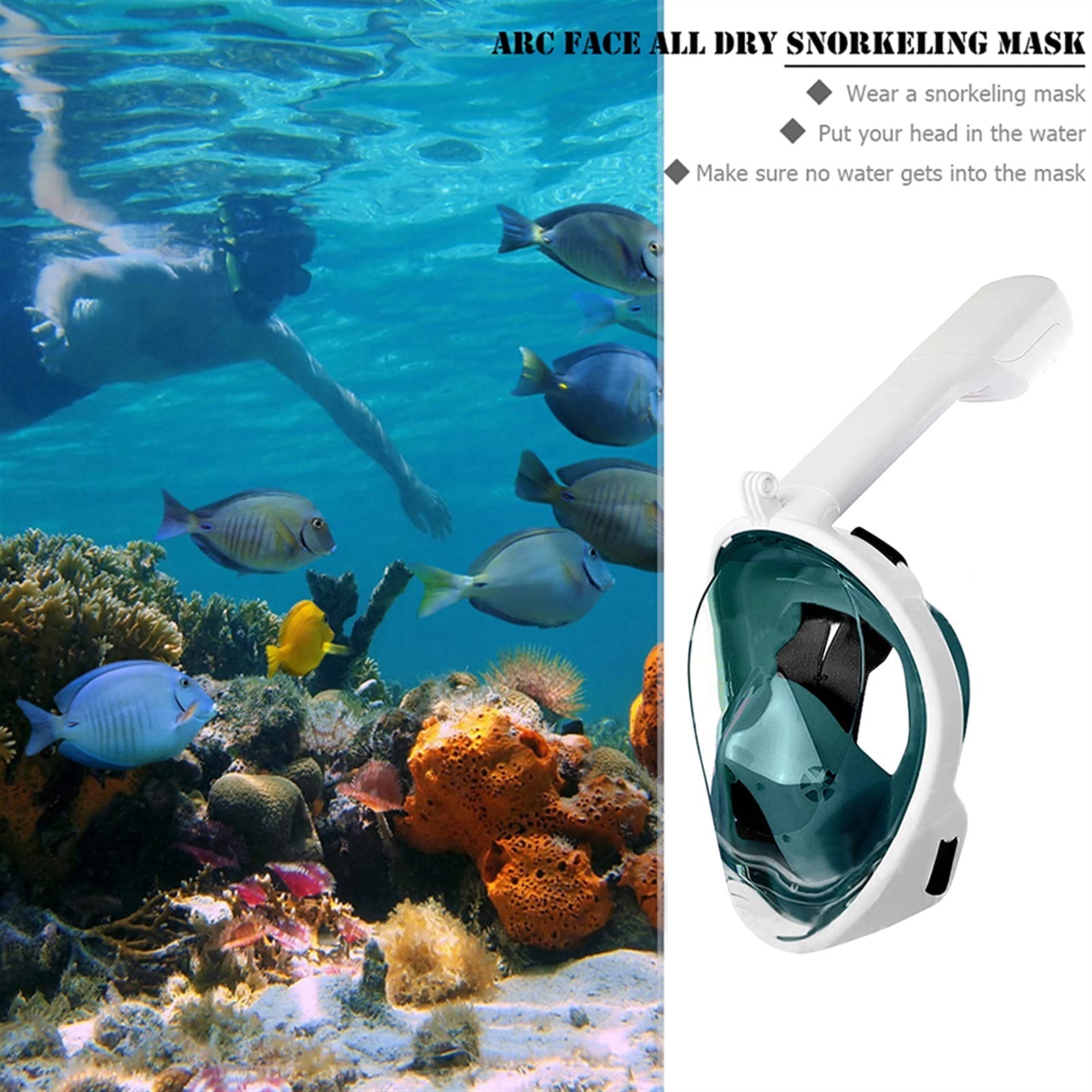 Schnorchelmaske, Unterwasser-Antibeschlag-Vollgesichts-Tauchmaske, Tauch-Schnorchel-Atemschutzmasken-Set, Tauch-Atemschutzmasken, Greenlxl