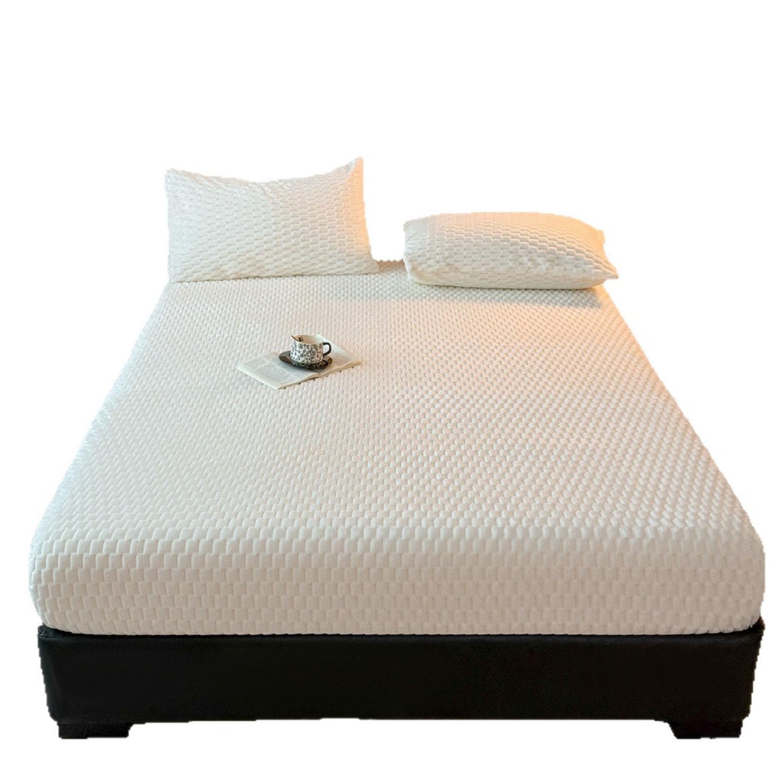 Warm Winter Weicher Teddyfell Spannbettlaken Set 360° Rundum Elastisch 90x200cm mit Kissenbezug