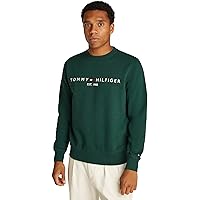 Tommy Hilfiger Uomo Felpa Logo Scollo Rotondo, Verde (Ornamental Green)