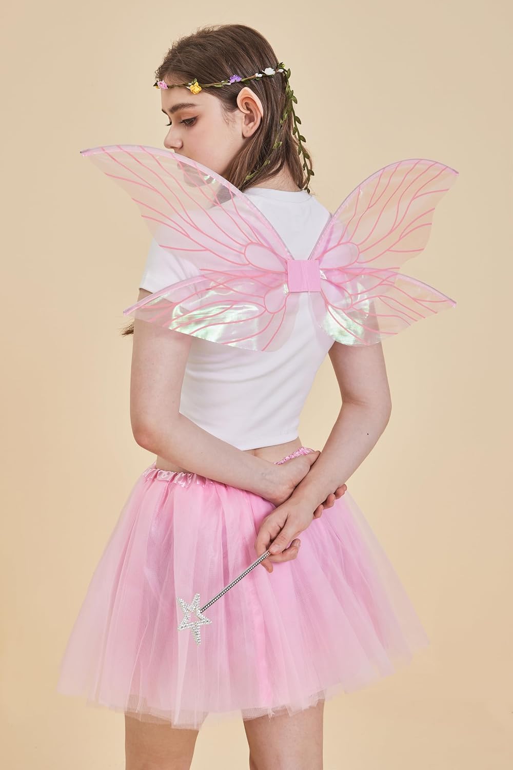 Gionforsy Fairy Wings for Adults Tutu Angel Wings Costume Set Halloween Butterfly Fairy Costume for Women Spirit Week