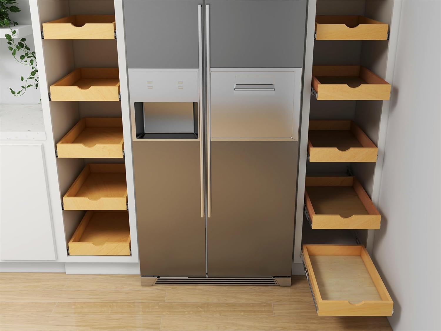 14'' Wooden Pull-Out Tray with Side Mount Sliders