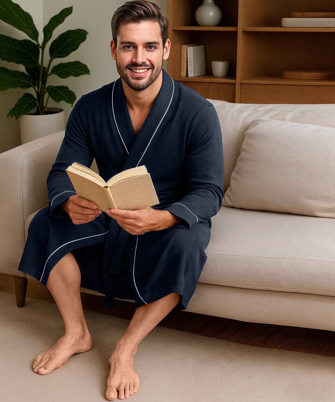 NY Threads Herren-Bademantel aus Baumwollmischgewebe