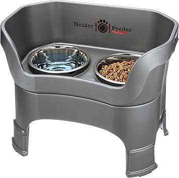 Neater Feeder Deluxe Mess-Proof Elevated Dog Bowls for Large Dogs (40+ lbs), 2 Height Adjustable (14.5” & 17.5”) No-Spill Rai