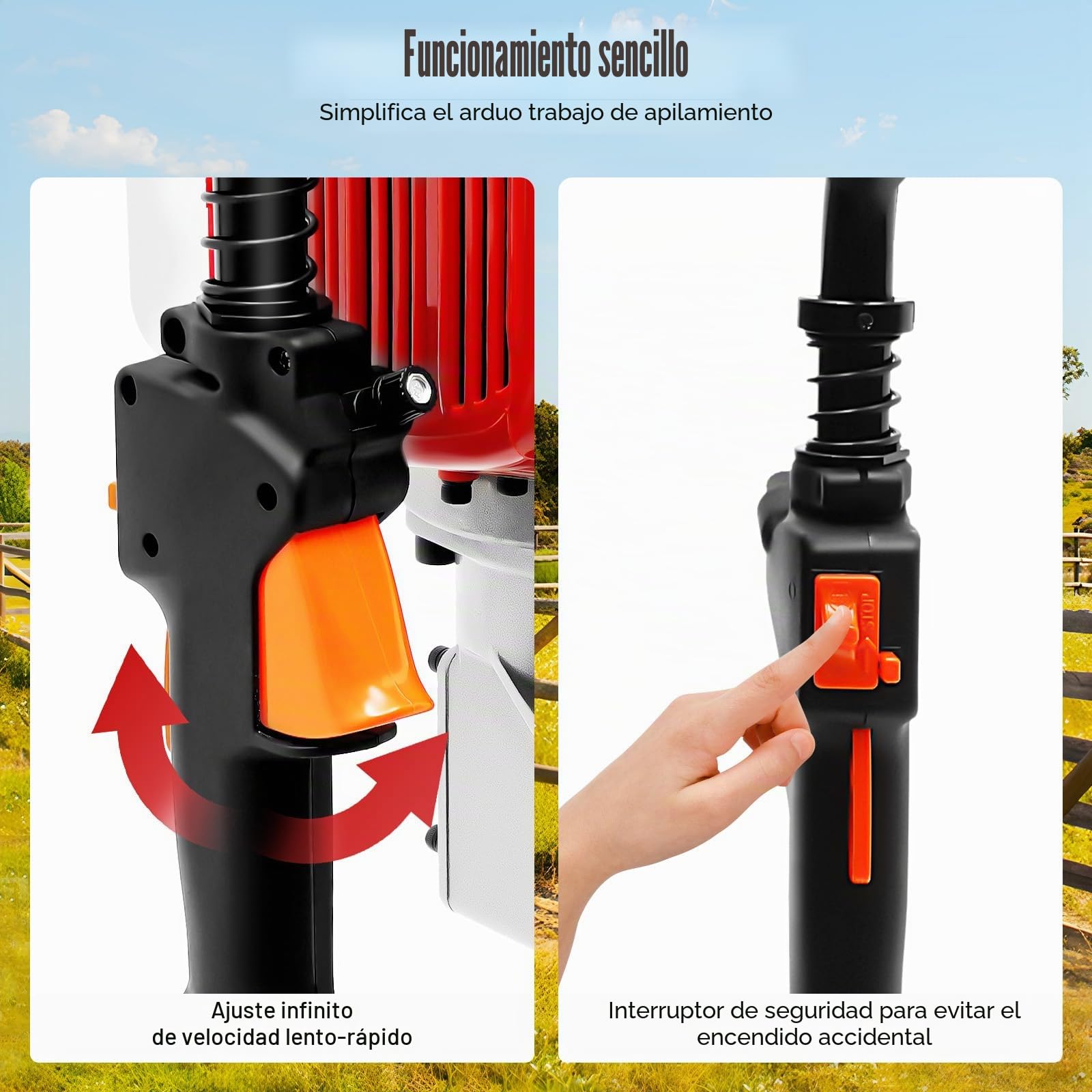 Máquina apilable de 2 tiempos de alta eficiencia para gasolina, post driver, enfriamiento por aire, rama de postes, rama de vallas, motor, postes, jardinería, martillo de demolición, martillo cincel,
