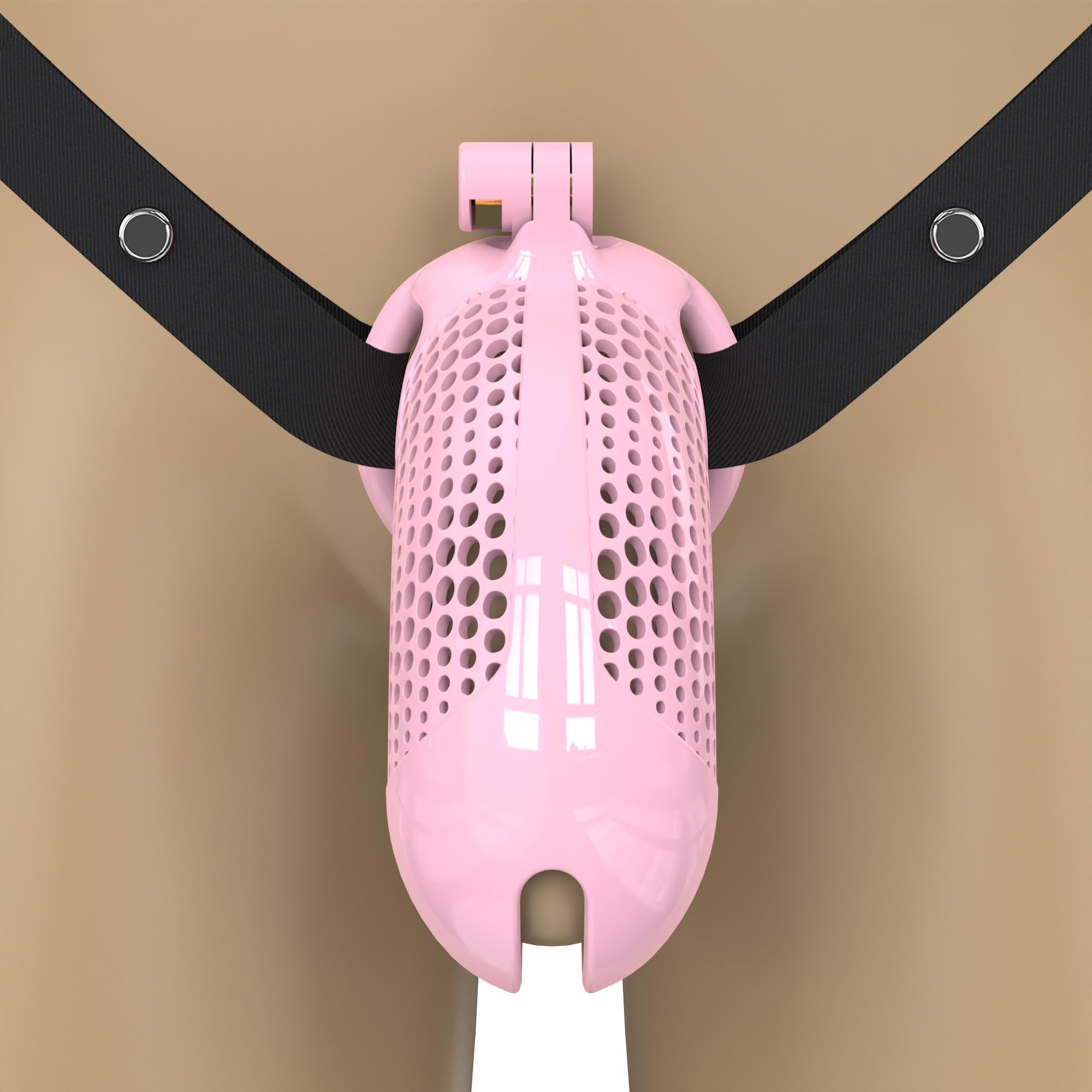 Extra Large Chastity Cage with Belt, Pink Cobra Ultra Penis Cage Pink 2
