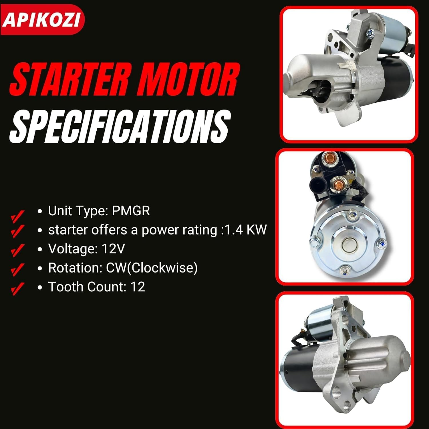 17986 New Starter Fits for Chevy Traverse 09-17, for GMC Acadia 07-16, for Buick Enclave Lacrosse, for Cadillac SRX XTS STS, for Impala 12-20, for Pontiac, for Saturn, for Suzuki 3.0L 3.6L V6
