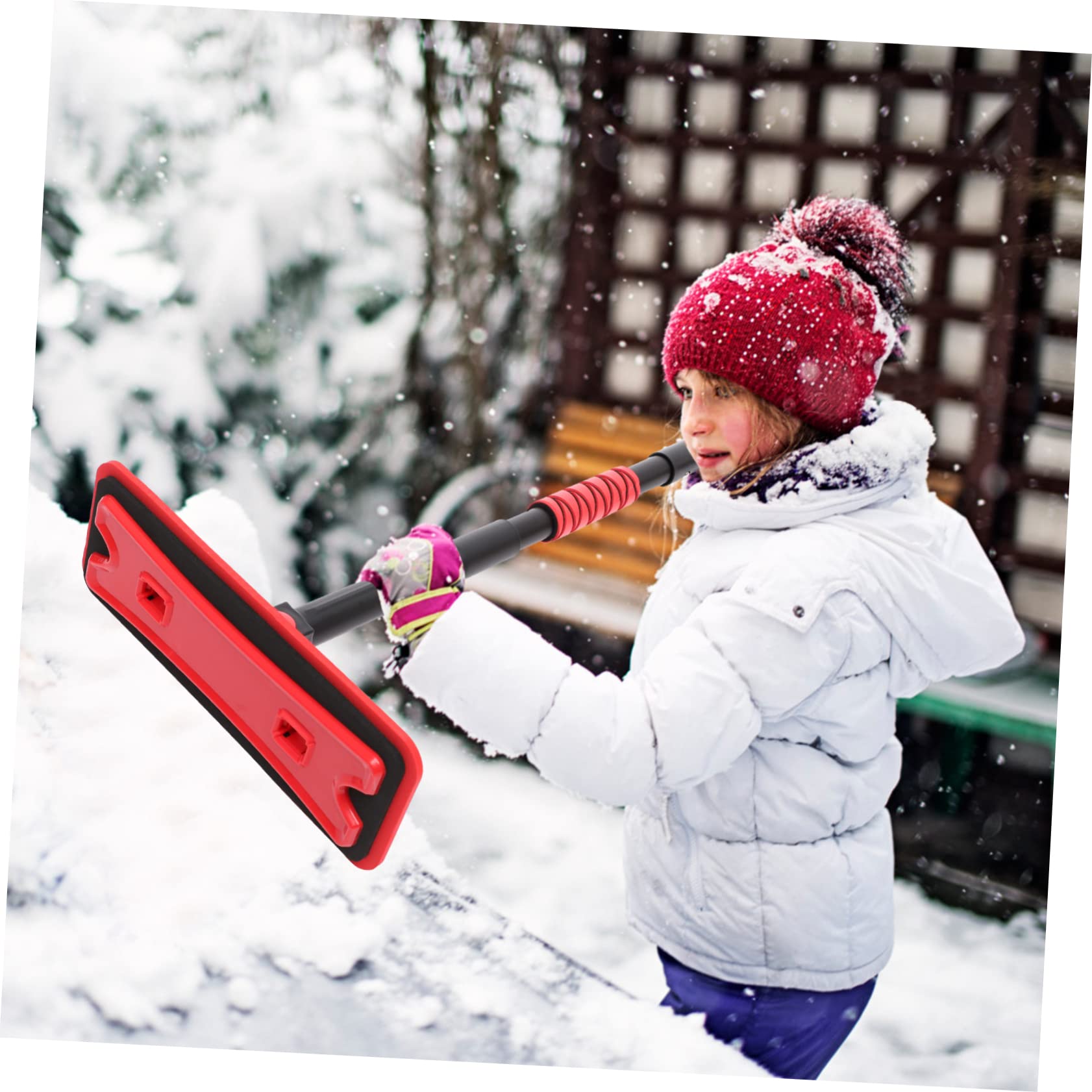 TOYANDONA 1 Juego Pala De Nieve Raspador De Parabrisas para Hielo y Nieve Cepillo De Nieve para Coche Auto Raspador De Hielo Redondo Raspador De Nieve Extensible Aleación De Aluminio Rojo