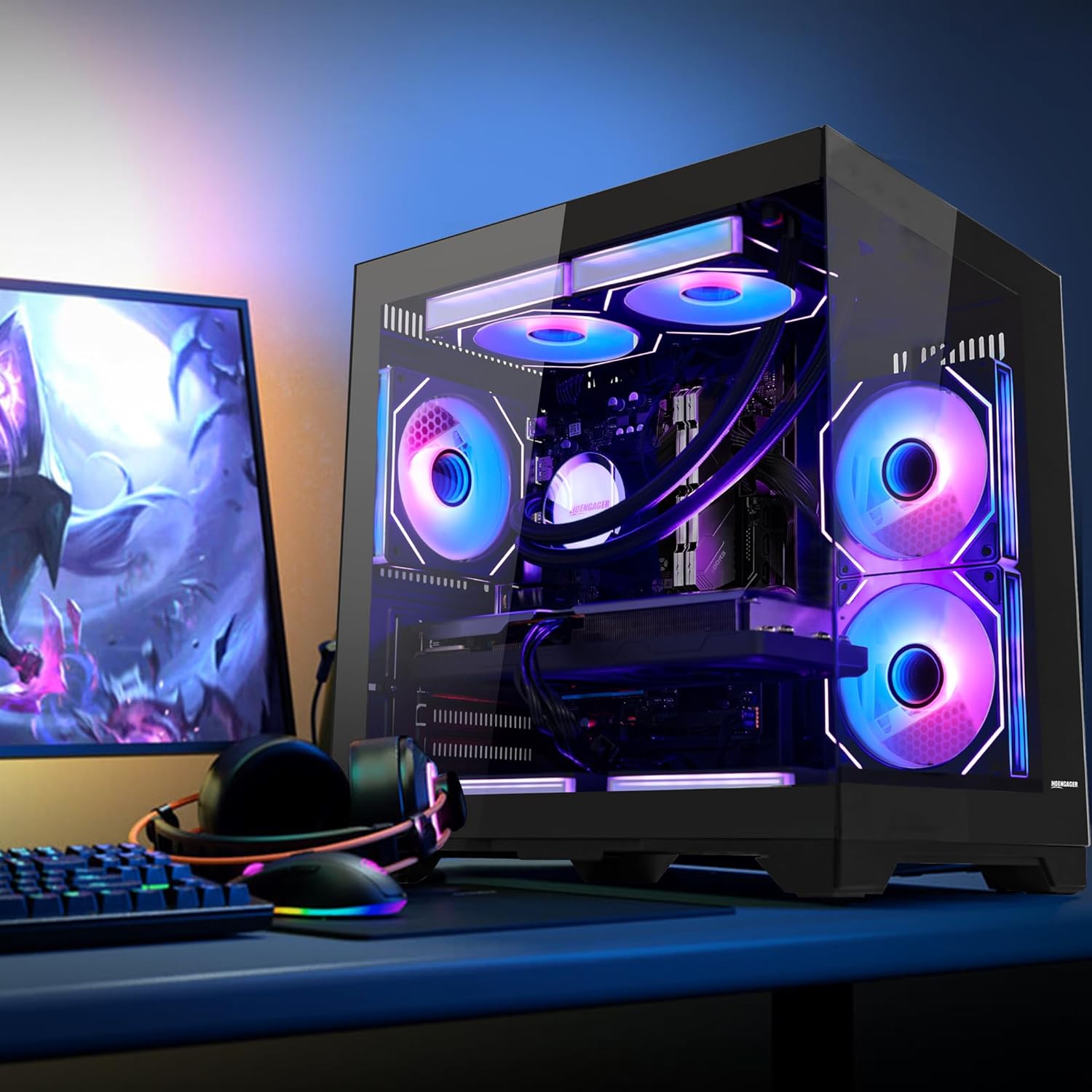 Panorama Gaming PC Desktop -AMD Ryzen 5 9600X 6-Core 3.9GHz -RTX 5060 Ti 16G -32GB DDR5 6000MHz RAM-1TB PCIe SSD -WiFi &BT -Prebuilt PC 650W PSU,Liquid Cooler,Win 11 -Black