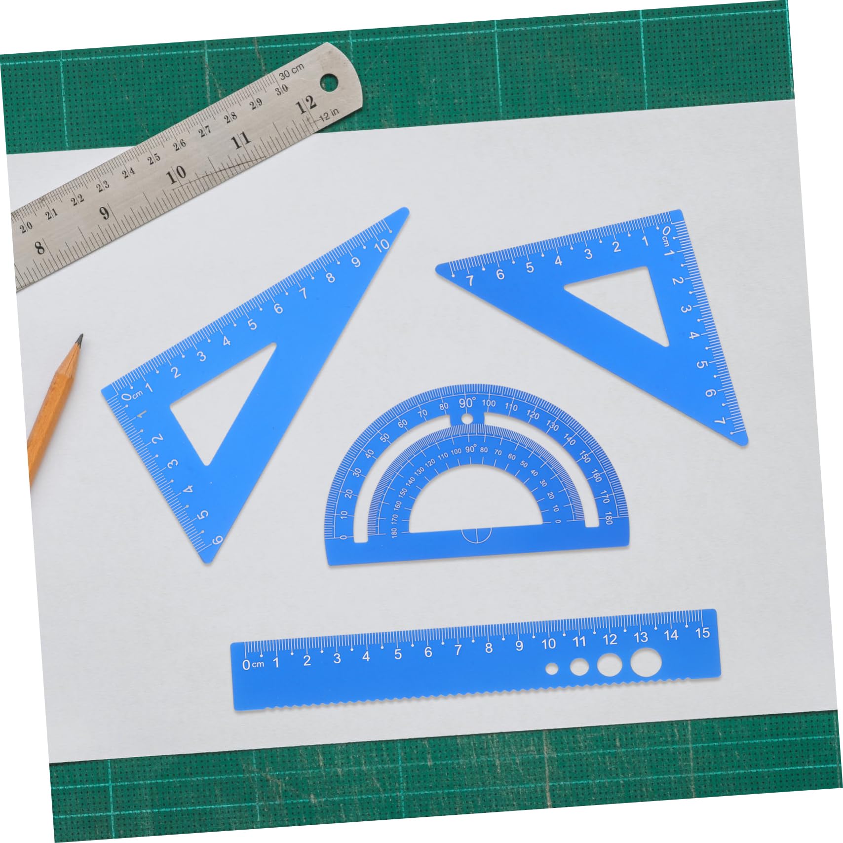 Gadpiparty Lot De 5 Rapporteurs Règles De Mise À L'Échelle Équerres De Mesure Dessin Géométrie Mathématiques Pour Salle De Classe Bureau Triangle Métrique Standard Droite
