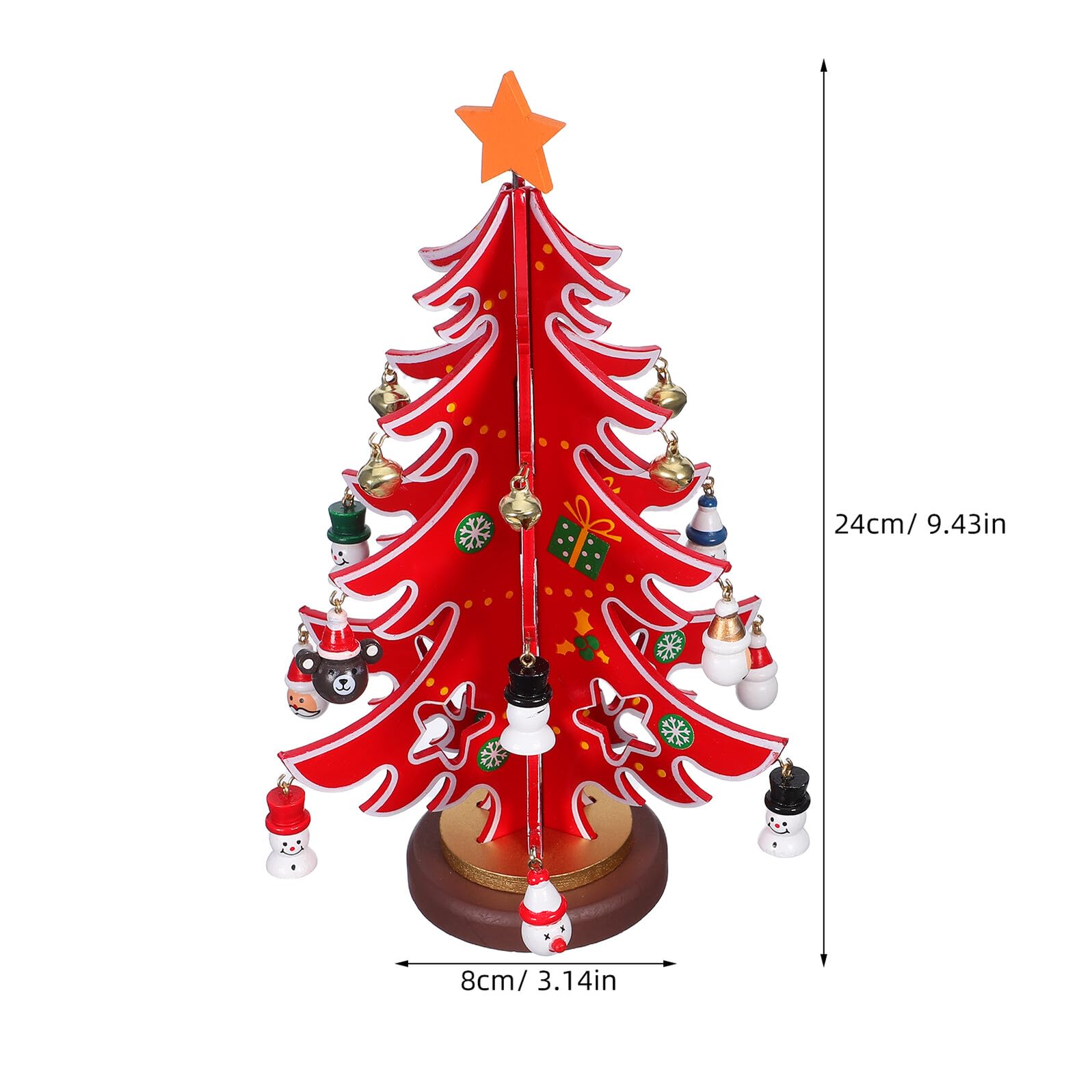 2 Piezas Mini Árboles de Navidad de Madera Tallada Decoraciones Navideñas Pequeñas para Mesa y Escritorio Verde y Rojo Adornos Artesanales para Festivo