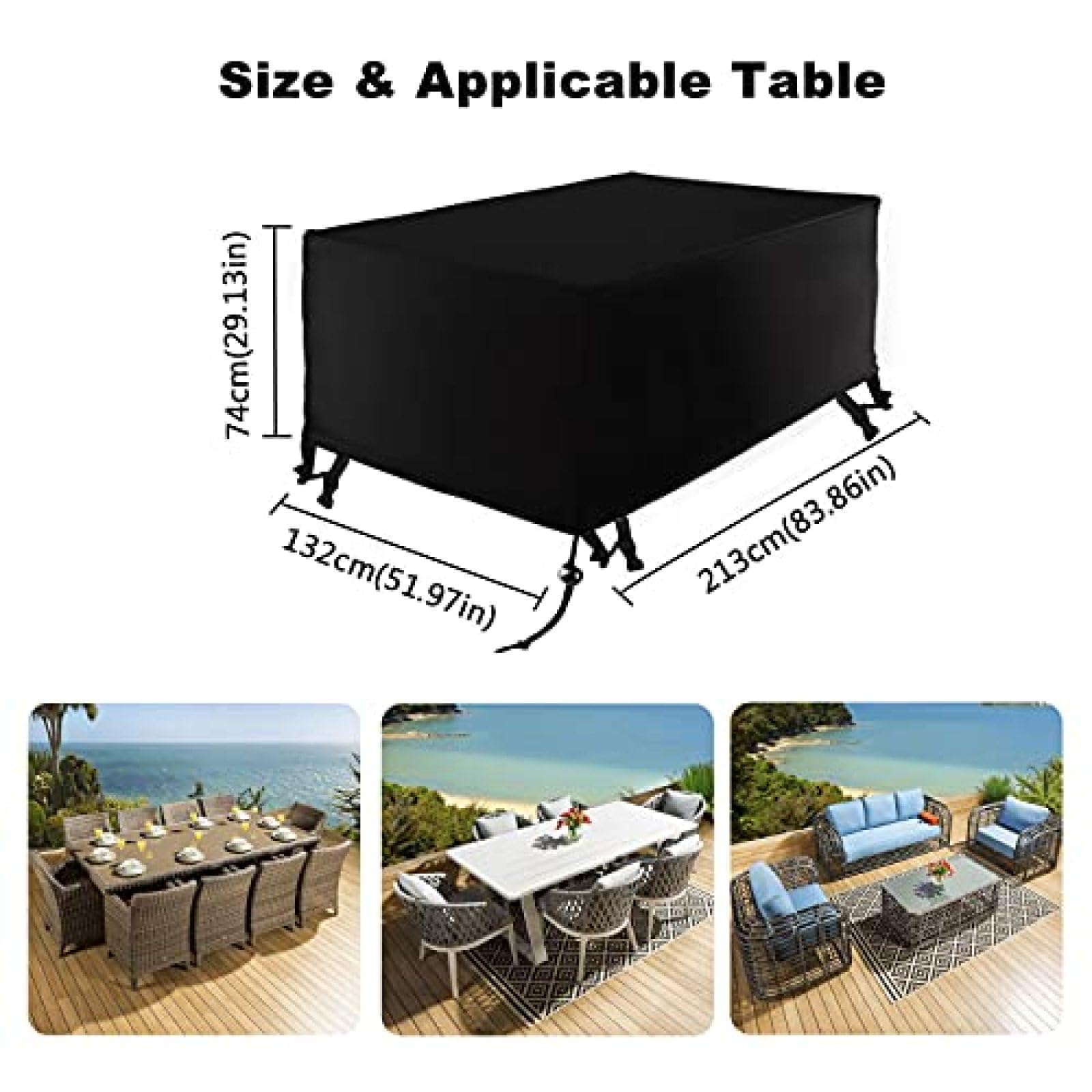 Copertura impermeabile per mobili da giardino, 230 x 200 x 85 cm, resistente, con protezione antivento e anti UV, in tessuto Oxford 420D, copertura per mobili da esterno in rattan