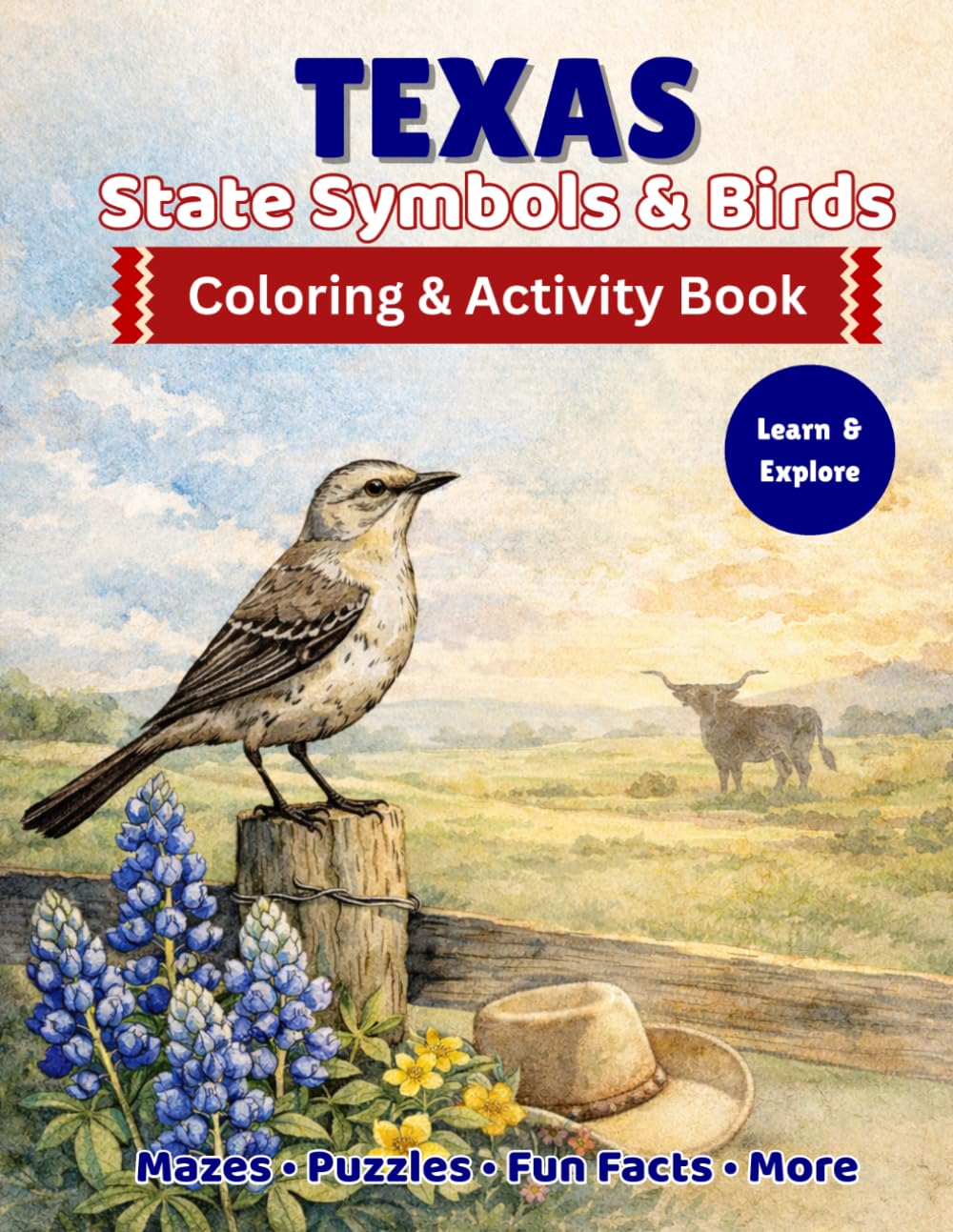 Texas State Symbols & Birds: Coloring & Activity Book for Kids
