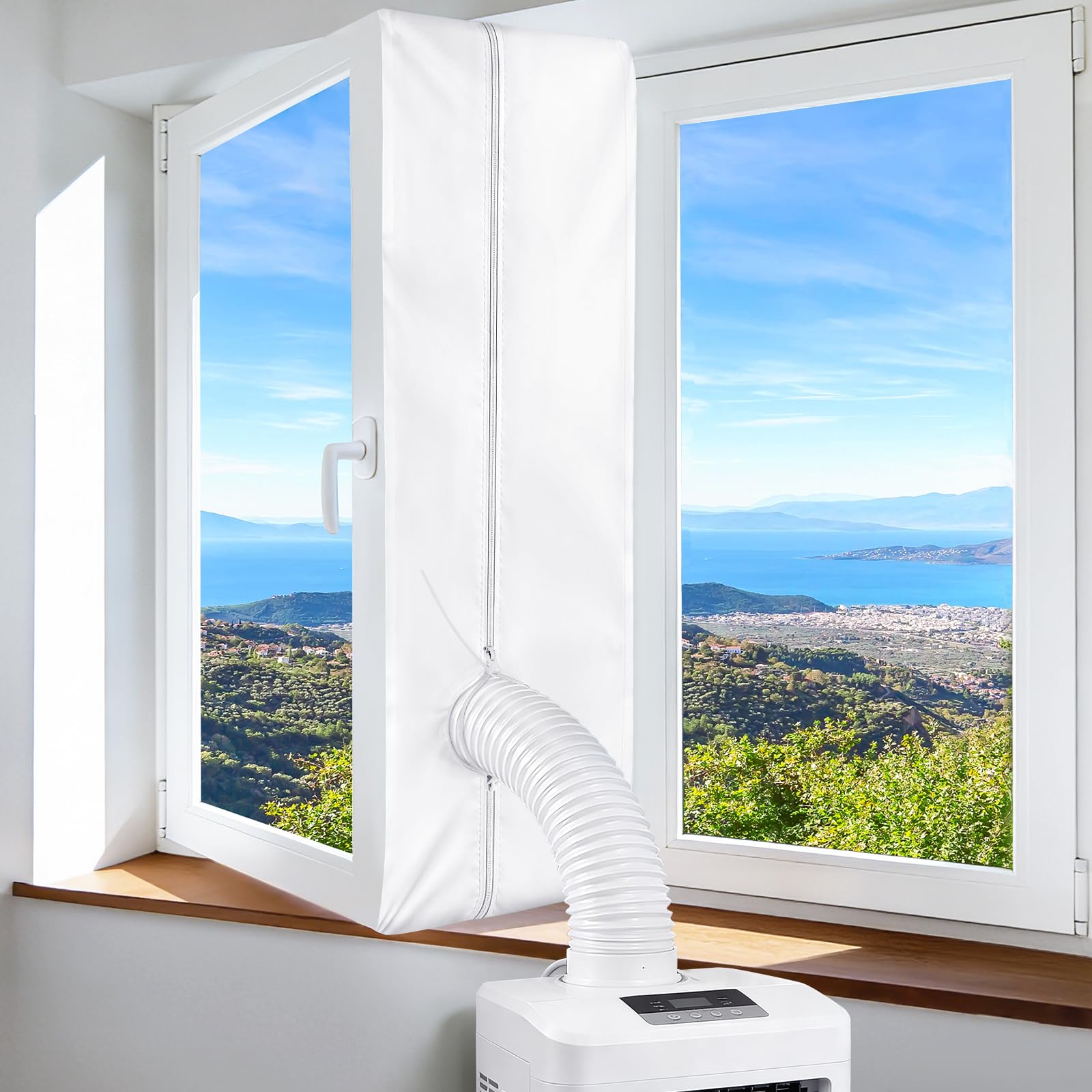 Klimaanlage Fensterabdichtung, Fensterabdichtung für Mobile Klimageräte, Selbstklebend Klima Fenster Abdichtung für Kippfenster Dachfenster, Double Zip Air Conditioner Window Seal, Hot Air Stop