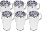 VEGOND 20 oz Tumbler avec poignée et paille, en acier inoxydable Voyage isolé tasse de café épreuve de déversement double mur tasse de tumbler en métal garde boire chaud et froid, vert foncé paquet de 1