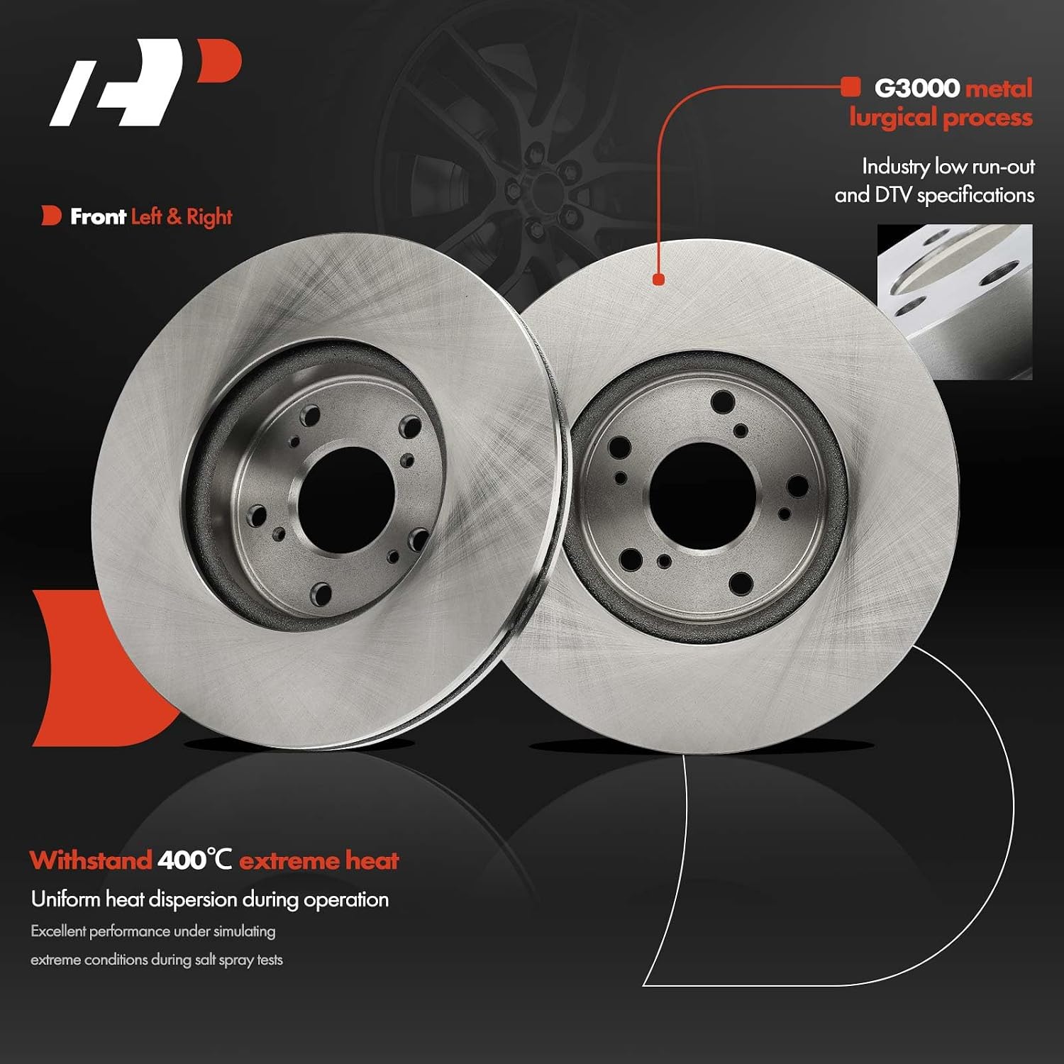 A-Premium 11.54 Inch (293mm) Front Vented Disc Brake Rotors, 2-Pack | Compatible with Honda Models - Accord 2013/2016-2017, HR-V HRV 2016-2022