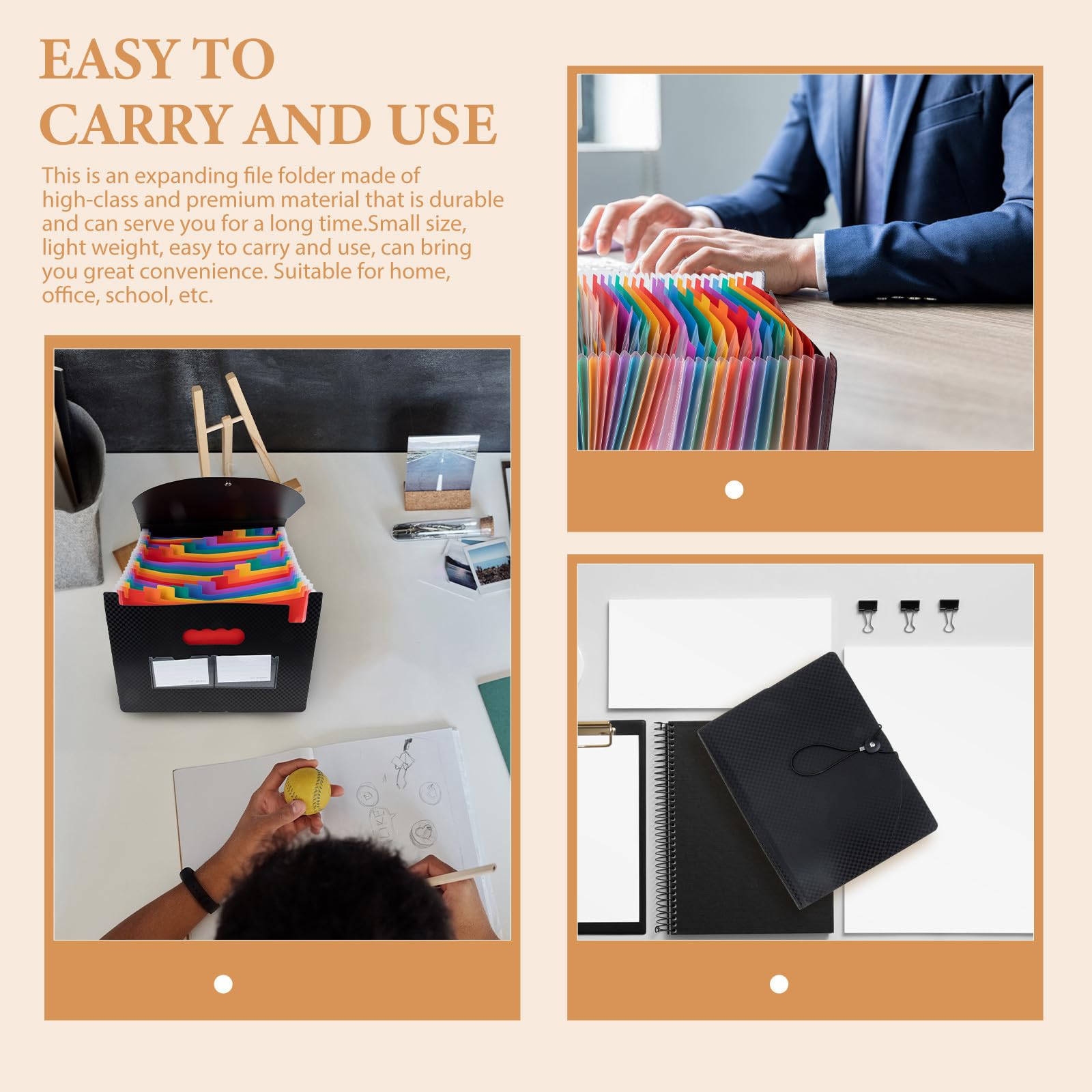 Hemobllo Organiseur de Dossiers Extensible Porte-Documents à Soufflets pour Bureau et Maison pour Ranger Contrats et Factures