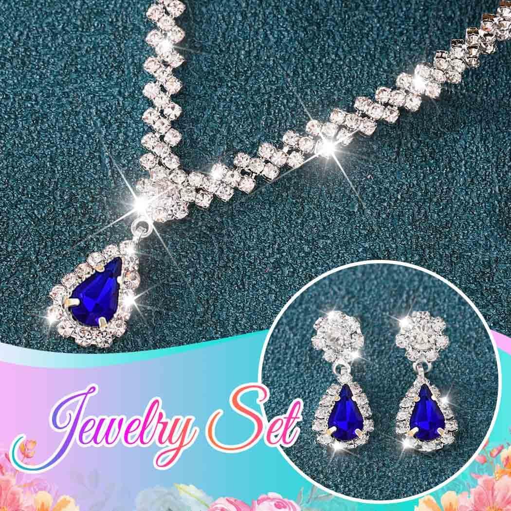 CLOACE Rhinestone Wedding Jewelry Set Silver Sparkly Earrings Bracelet Prom Necklace Jewelry Accessories for Women and Brides image 5