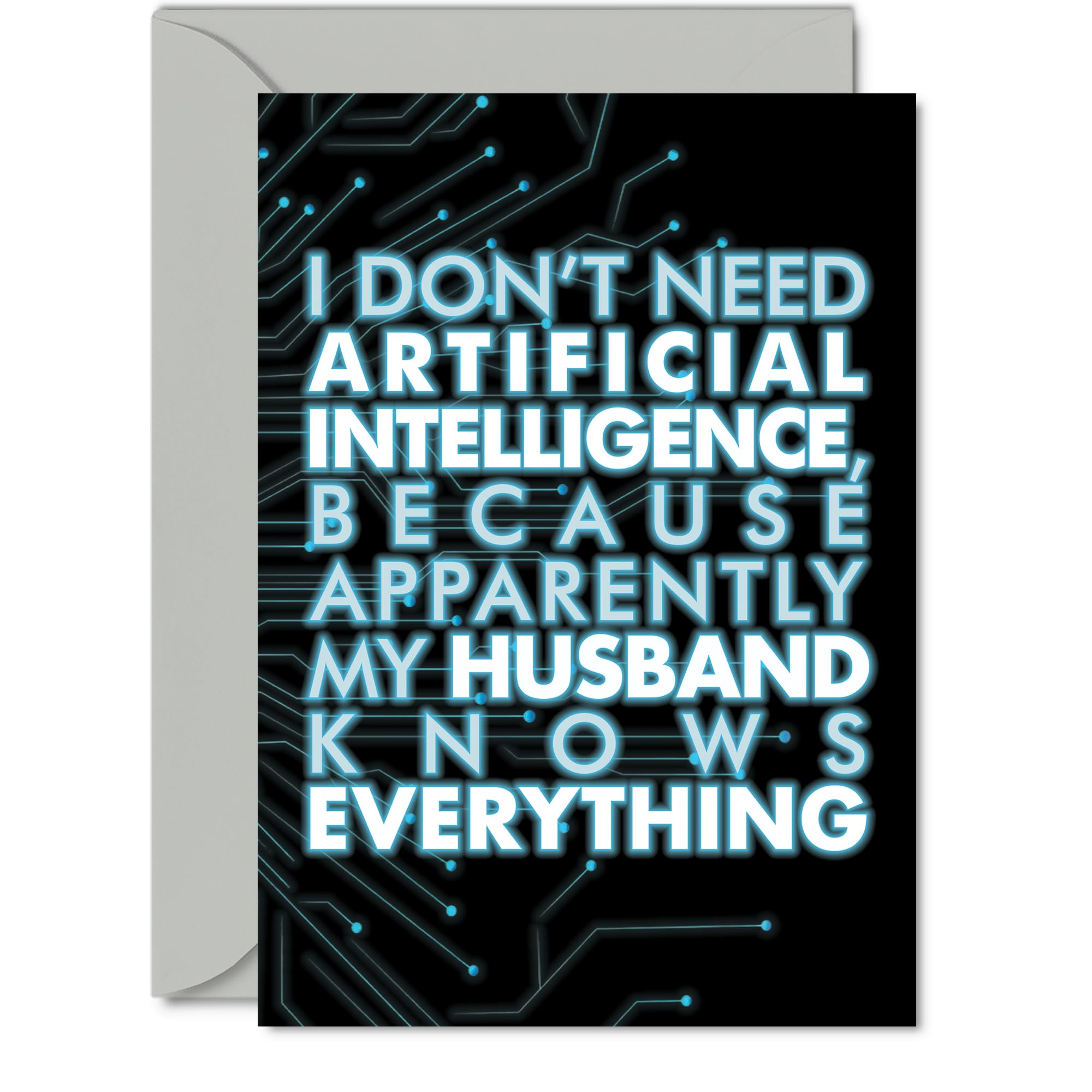 Husband Birthday Card - AI Party - Happy Birthday Card for Husband from Wife Partner, A5 knows Bday Greeting Cards